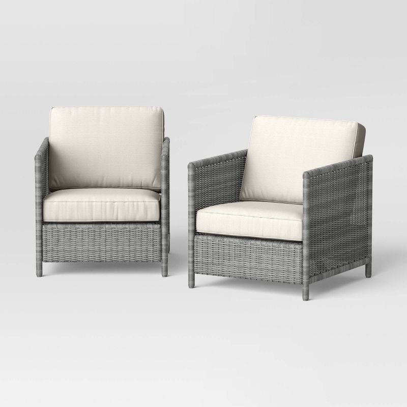Monroe 2pk Motion Wicker Patio Club Chairs - Gray - Threshold™ | Target