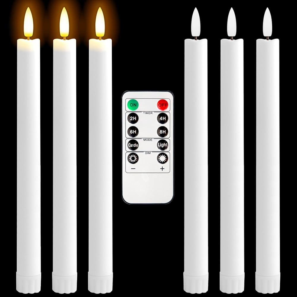 3D Black Wick Led Battery Operated Flameless Taper Candles Light with Remote Timer, Electric Fake... | Amazon (US)
