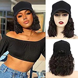 CHRSHN Hat Wig for Women Short Wave Baseball Cap Wig with Curly Hair Extensions Wig Synthetic Wav... | Amazon (US)