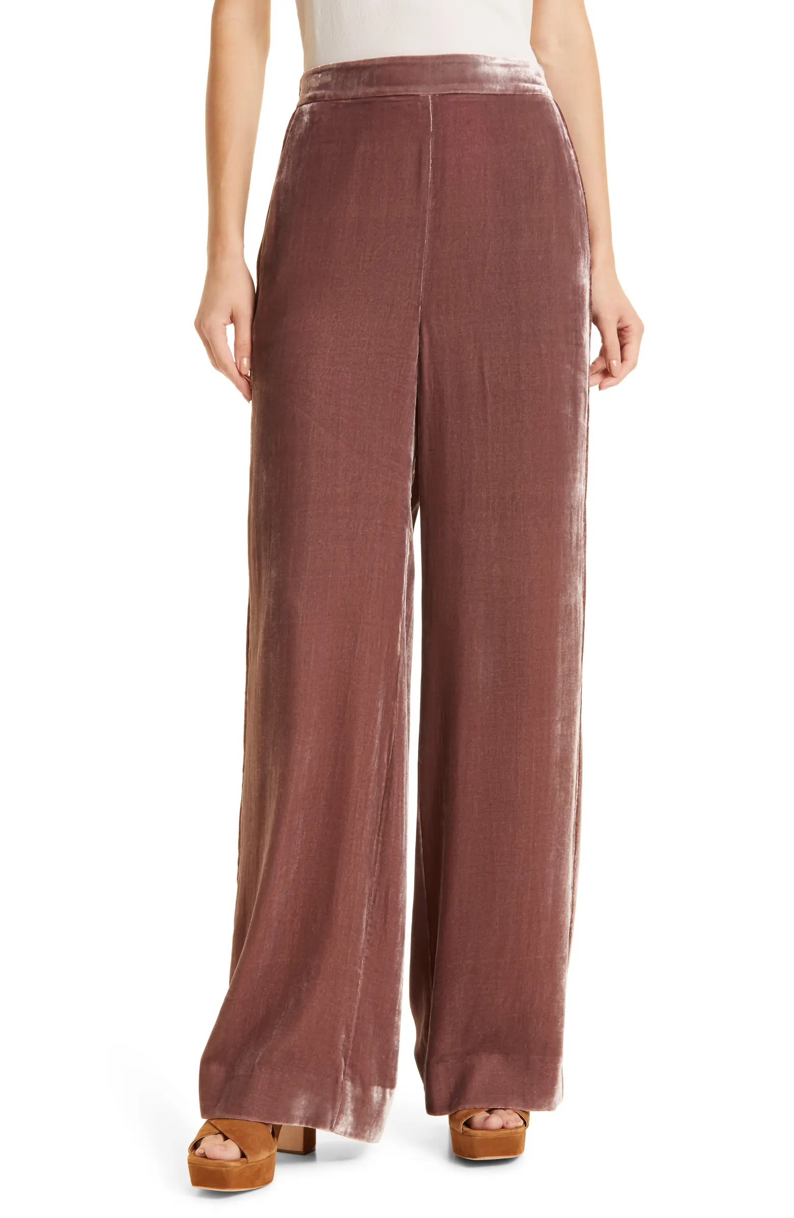 Ted Baker London Tansyat Wide Leg Velvet Trousers | Nordstrom | Nordstrom
