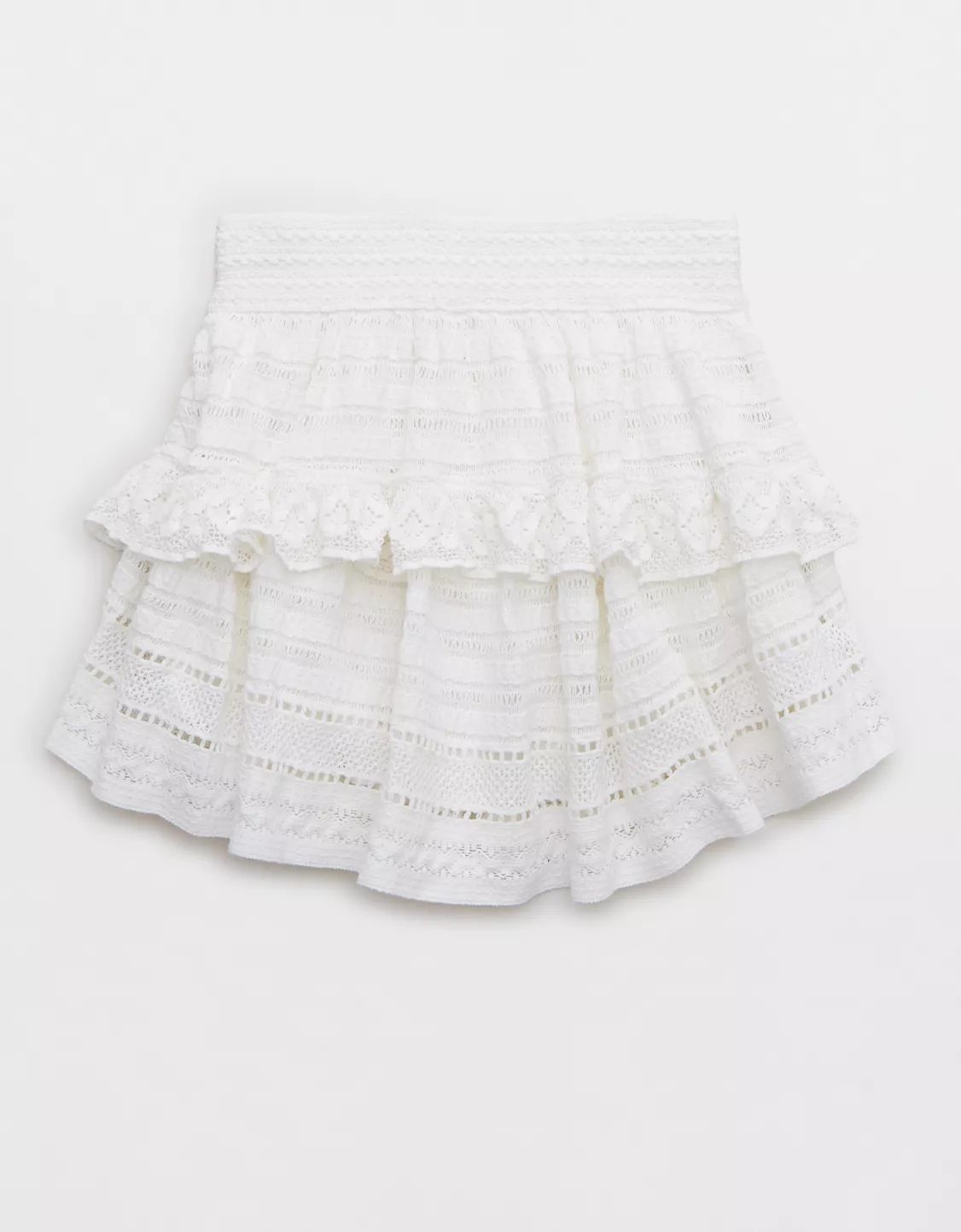 Aerie Textured Lace Ruffle Mini Skirt | American Eagle Outfitters (US & CA)