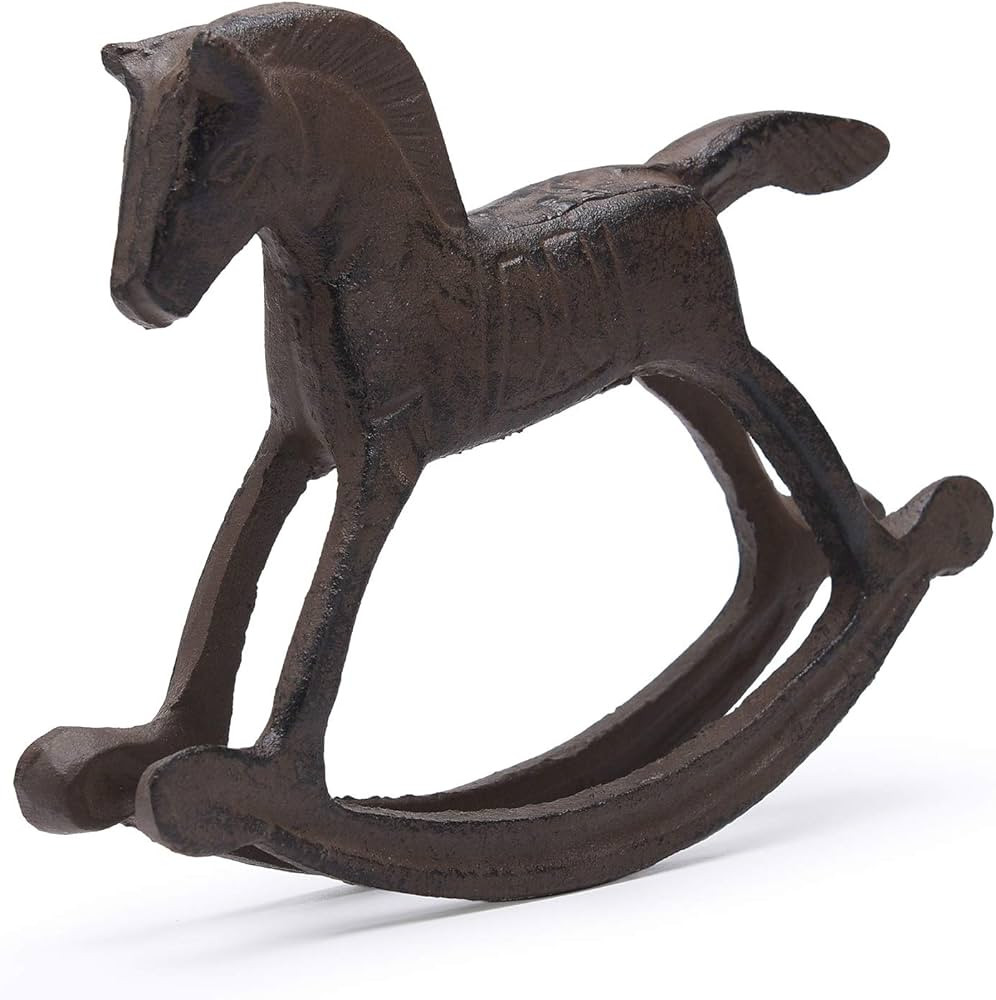 BRASSTAR Cast Iron Rocking Horse Statue 6.3” Garden Home Office Desk Decor Collection Childlike... | Amazon (US)