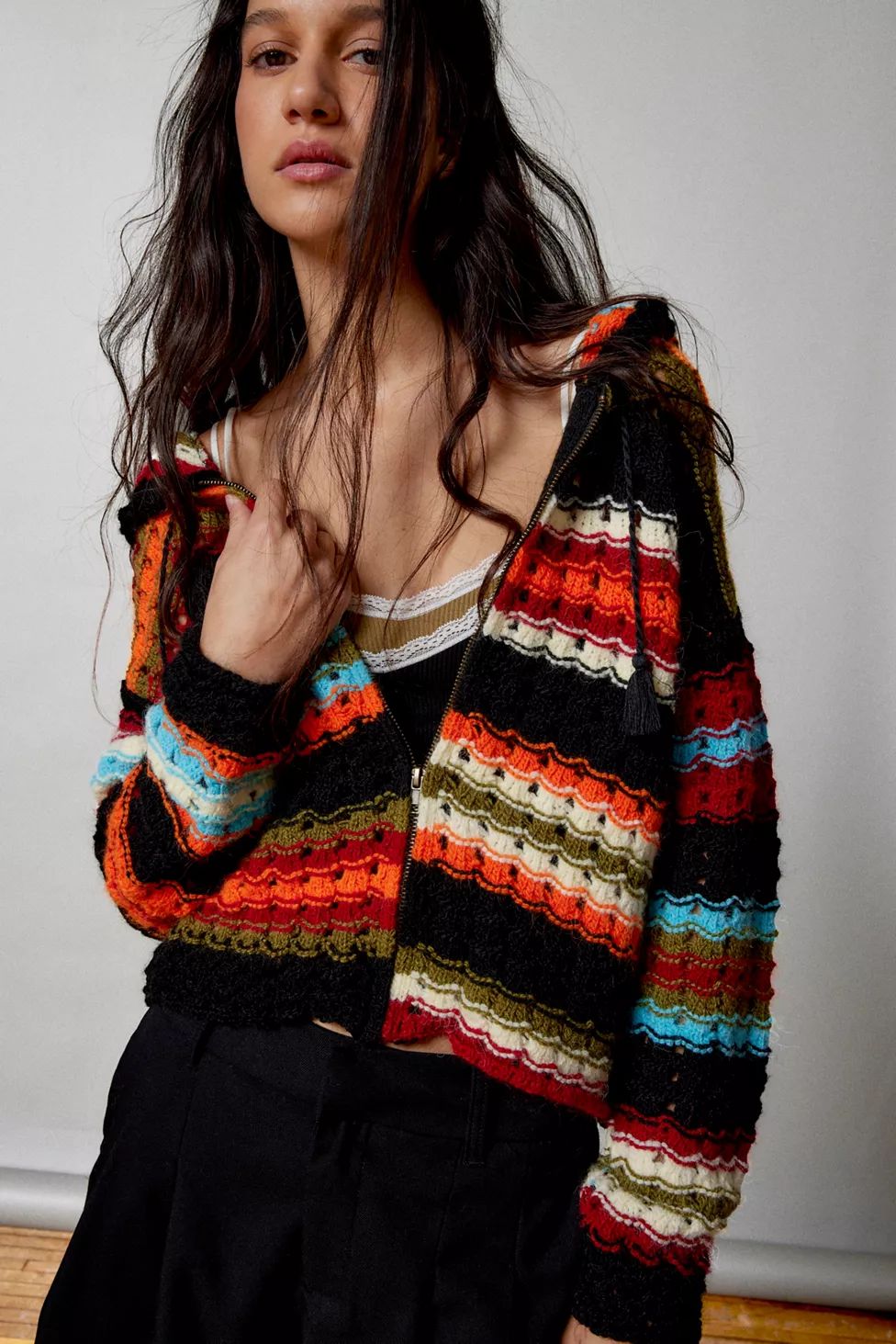 BDG Francis Crochet Hooded Cardigan | Urban Outfitters (US and RoW)