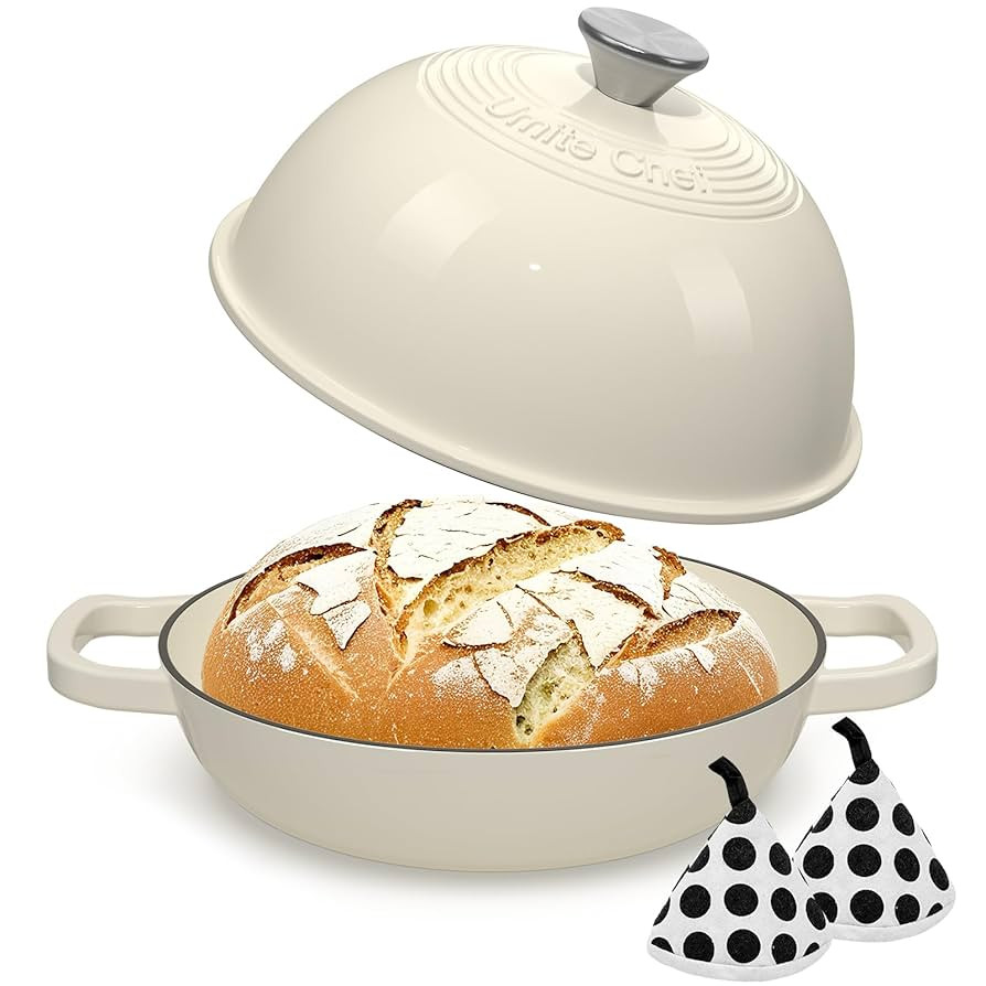 Enameled Round Cast Iron Bread Oven, 6 Qt Cast Iron Dutch Oven for Homemade Sourdough Bread Bakin... | Amazon (US)
