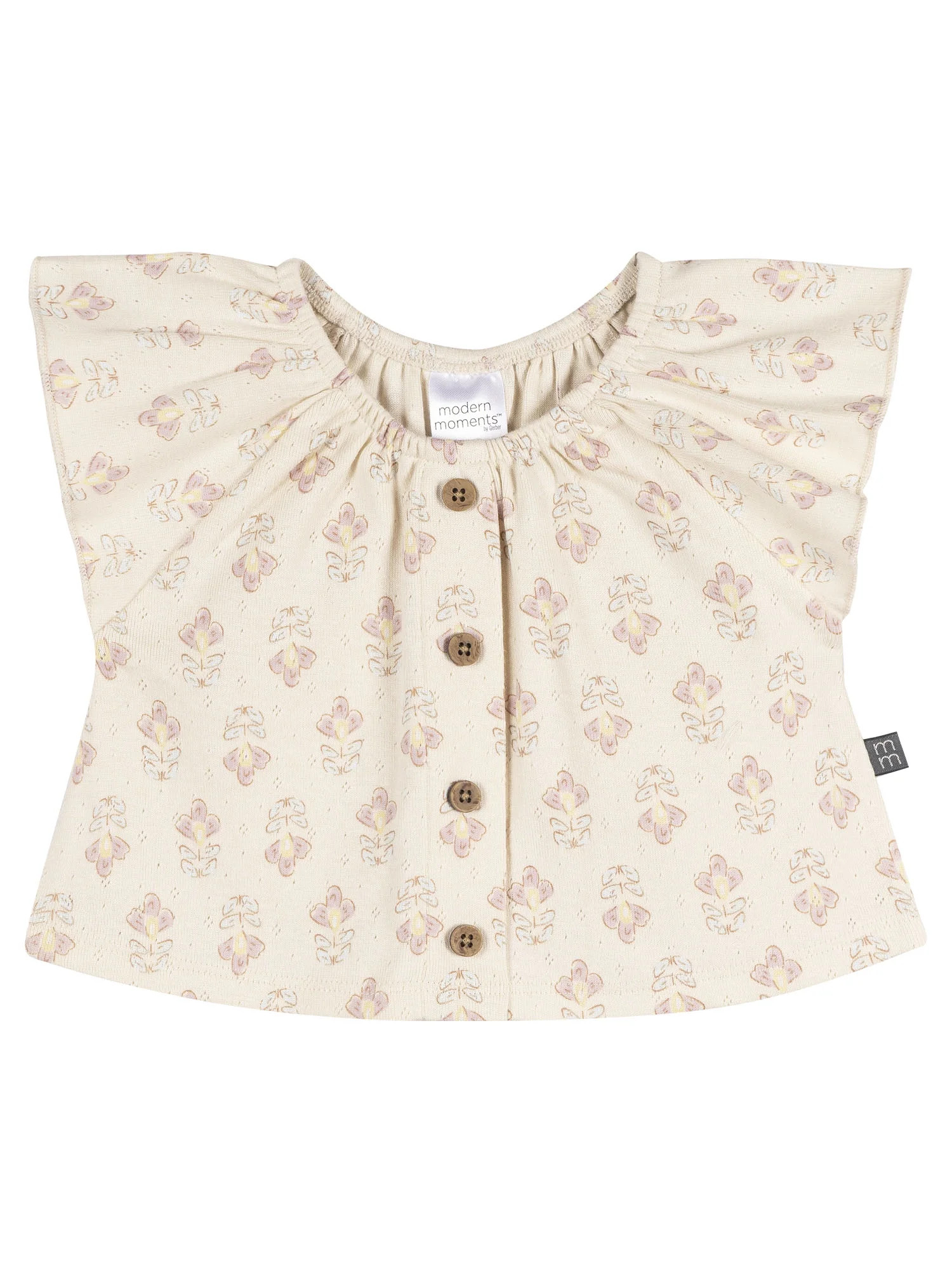 Modern Moments by Gerber Baby Girl Organic Ruffle Sleeve Top, Sizes 0/3 Months - 24 Months | Walmart (US)