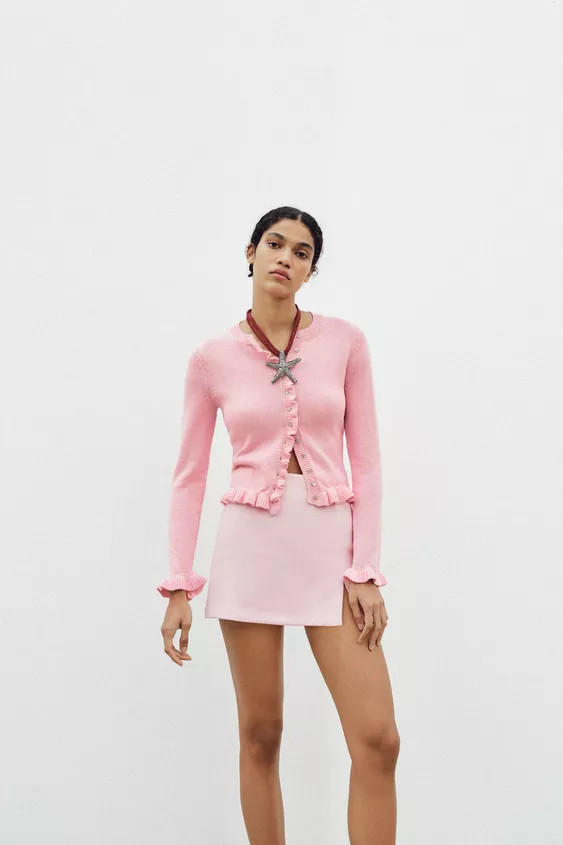 RUFFLED KNIT CARDIGAN | Zara UK