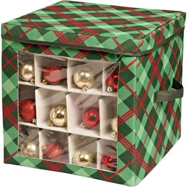 Honey Can Do Limited Edition Collapsible Plaid Ornament Storage Cube - Walmart.com | Walmart (US)