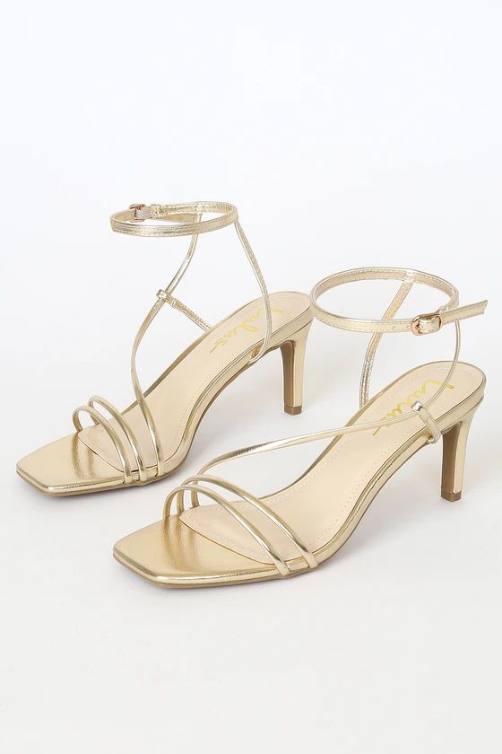 Ameera Gold Metallic Ankle Strap Heels | Lulus (US)