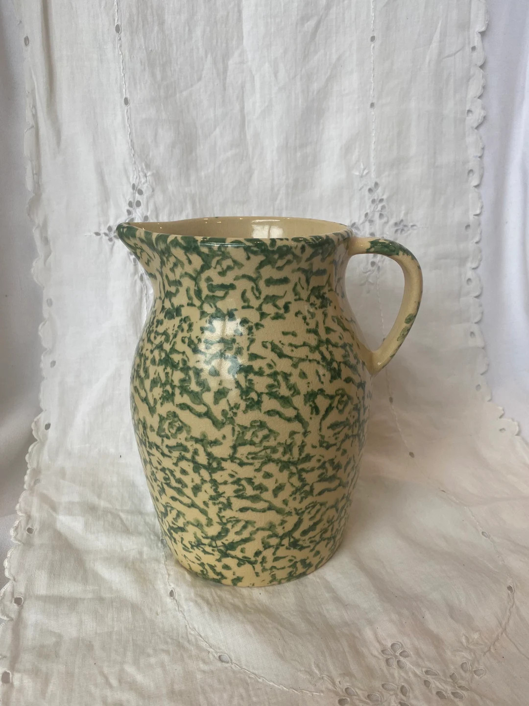 Vintage, Green 8.5 Robinson Ransbottom, R. R. P. Co, Green Spongeware, Pottery Pitcher, Roseville... | Etsy (US)