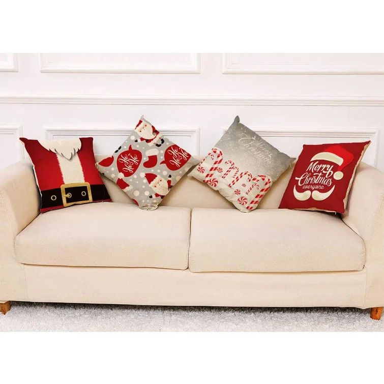 Chirokitia Christmas Linen Abstract 18'' Throw Pillow Cover (Set of 4) | Wayfair North America