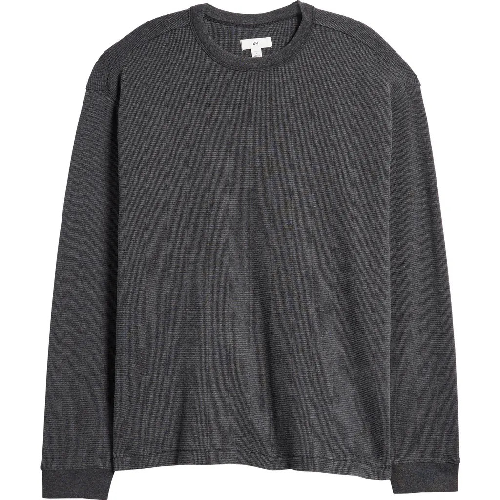 BP. Acid Wash Waffle Long Sleeve T-Shirt in Black Washed at Nordstrom, Size Xx-Large | Nordstrom