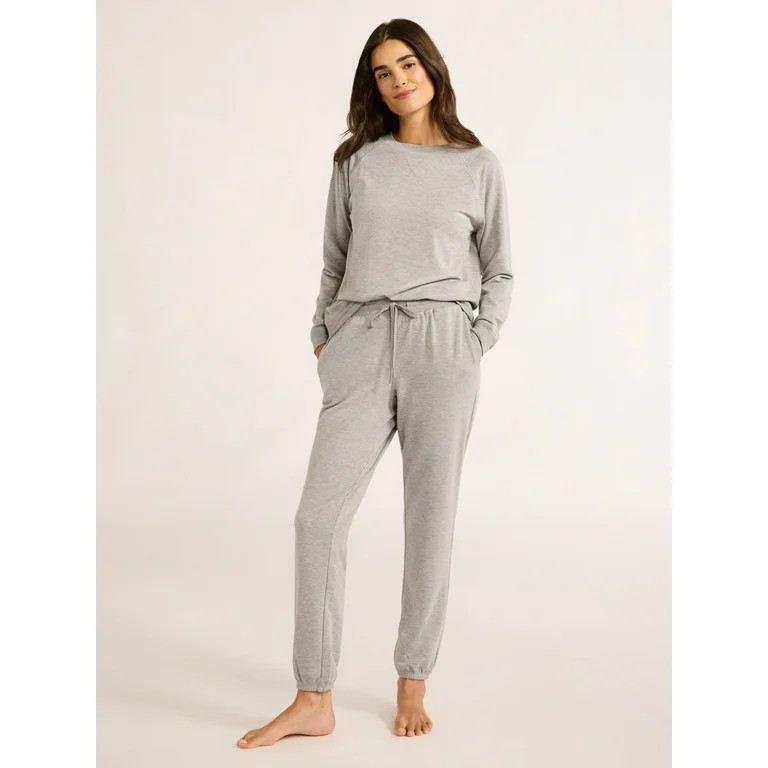 Joyspun Women's and Women’s Plus French Terry Sweatshirt and Joggers Set, 2-Piece, Sizes XS to ... | Walmart (US)
