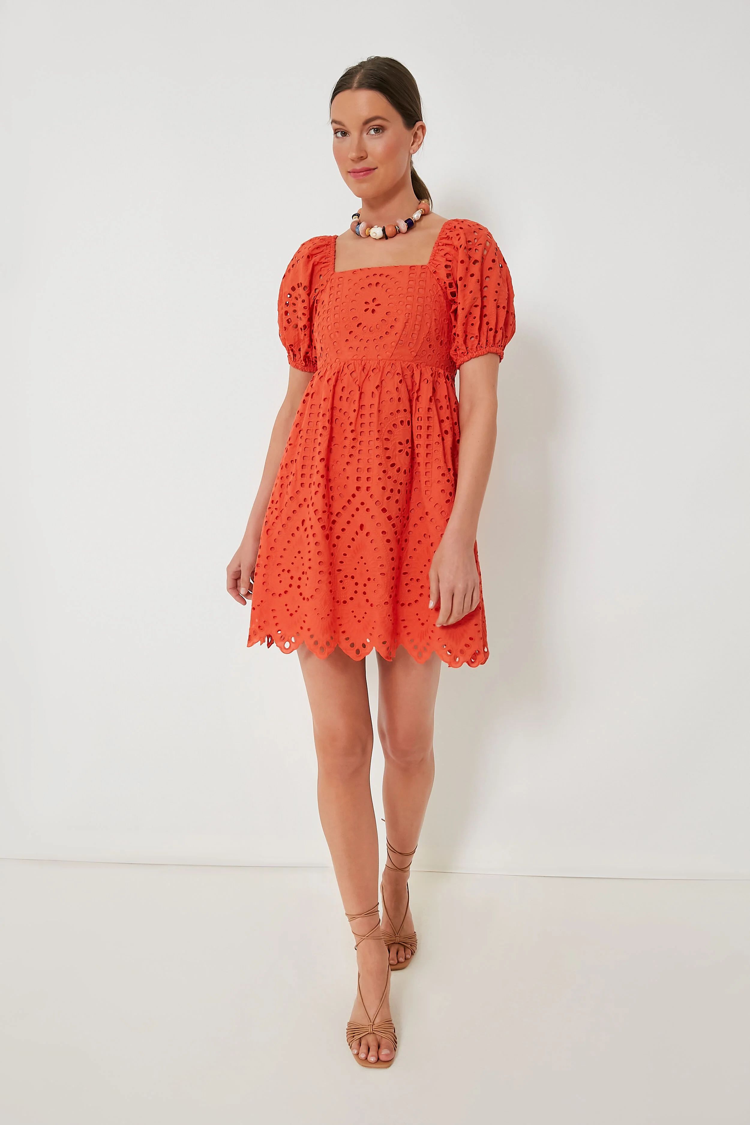 Orange Eyelet Clara Mini Dress | Tuckernuck (US)