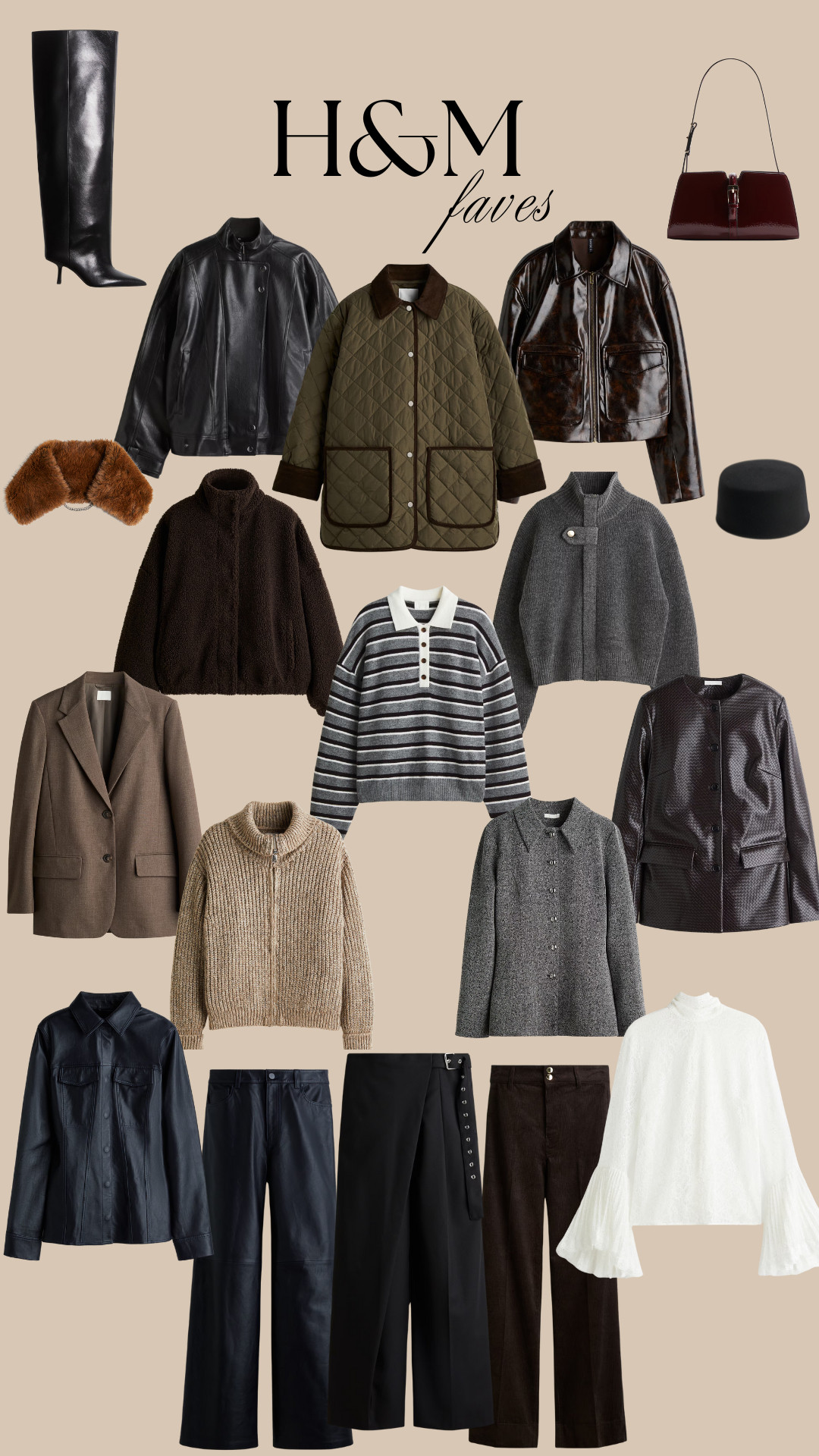 Autumn Outfits, Cardigan, Corduroy Trousers, Rib-Knit, Coated Jacket, Coated Trousers, Teddy Jacket, Boots, Biker Jacket, Blazer, Denim Shirt, Quilted Jacket, Shoulder Bag, Oversized Jacket, Tailored Trousers, Lace Blouse, Leather Trousers, Leather Shirt, Wool Trousers, Chain-Detail Collar, Mini Skirt, Knee-High Boots, H&M 

 #LTKuk #LTKautumn #LTKstyletip