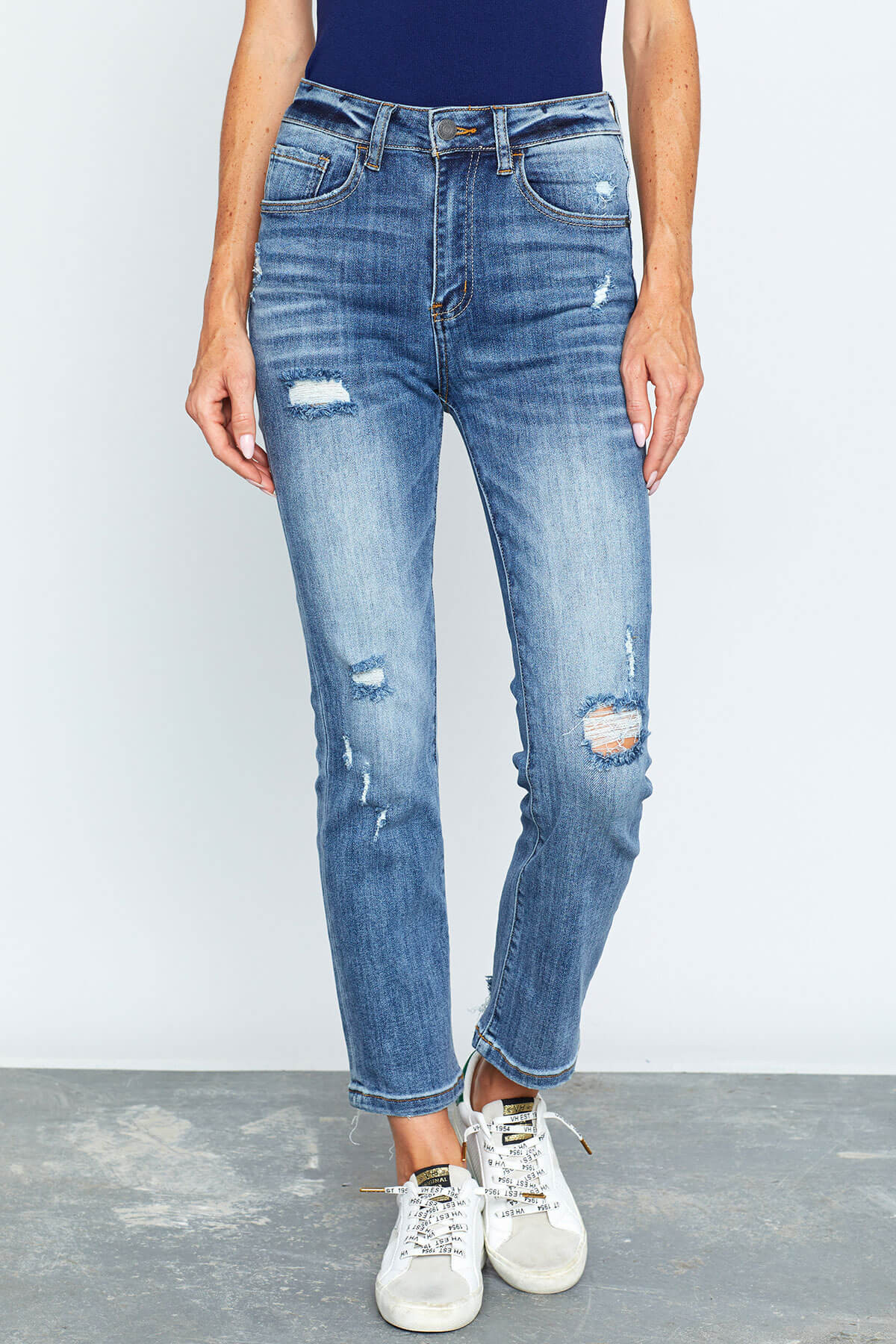 Risen Vintage Wash Straight Leg Jeans | Social Threads