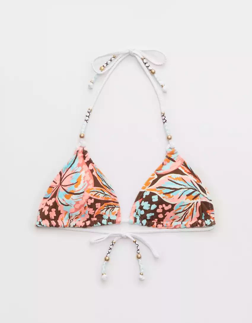 Aerie Buzzed Terry String Triangle Bikini Top | Aerie