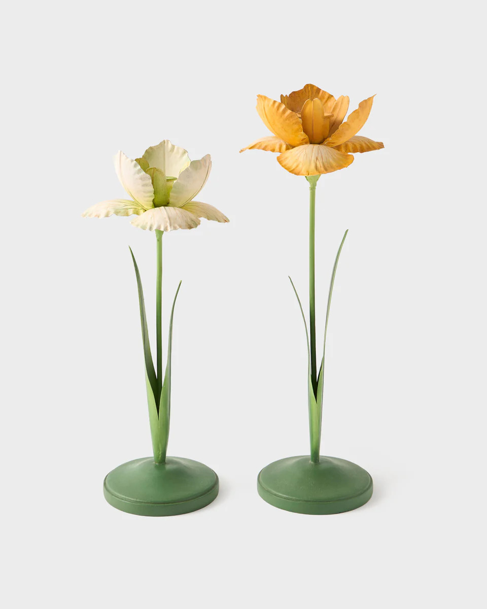 Daffodil Painted Metal Candle Holders (Set of 2) | Cabana Magazine