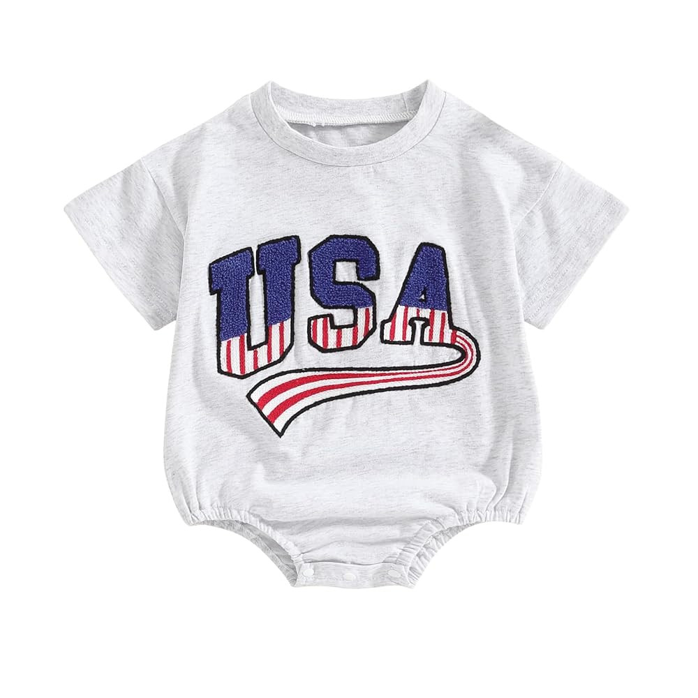 Twopumpkin 4th of July Baby Boy Girl Outfit Newborn Toddler Bubble Romper Retro Fourth Of July Cl... | Amazon (US)