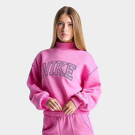 Nike Women's Sportswear Phoenix Fleece Mock-Neck Sweatshirt in Playful Pink Size: XL | JD Sports (US)