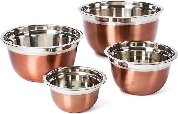 Colleta Home Stainless Steel Mixing Bowls-4 Pc set- Stackable Nesting Bowls - Polished Matte Fini... | Amazon (US)