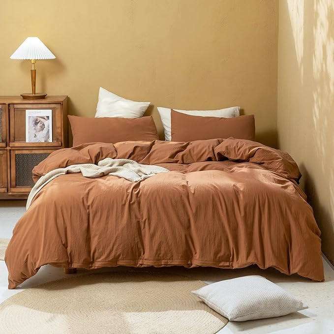 FOSSA Linen Duvet Cover Set 100% Washed Cotton Linen Feel Super Soft Breathable Cozy Simple Style... | Amazon (US)