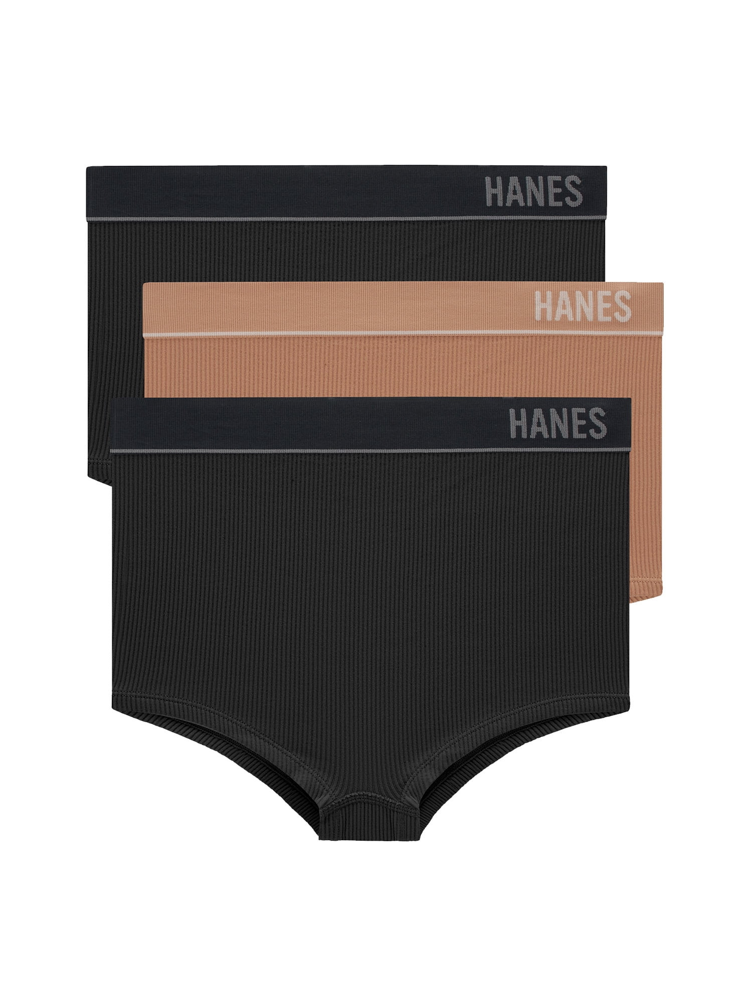 Hanes Originals Women's Seamless Rib Boyfit Underwear, 3-Pack | Walmart (US)