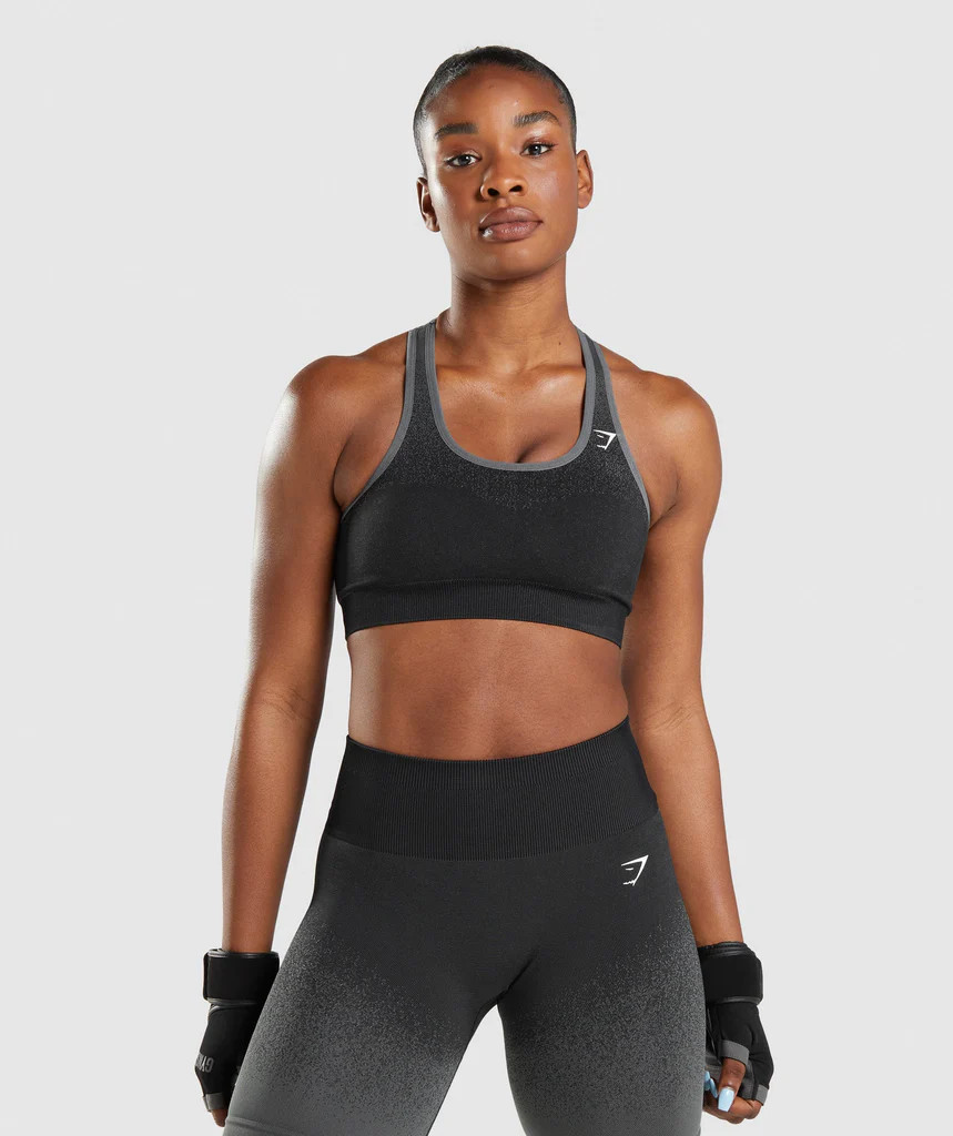 Gymshark Adapt Ombre Seamless Sports Bra - Black/Grey | Gymshark (Global)