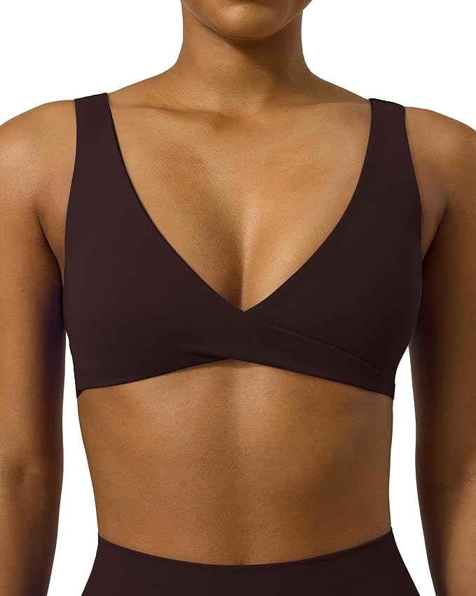 PAVOI ACTIVE Twist Front Sports Bra for Women - Two Ways Customizable Coverage Workout V Plunge F... | Amazon (US)
