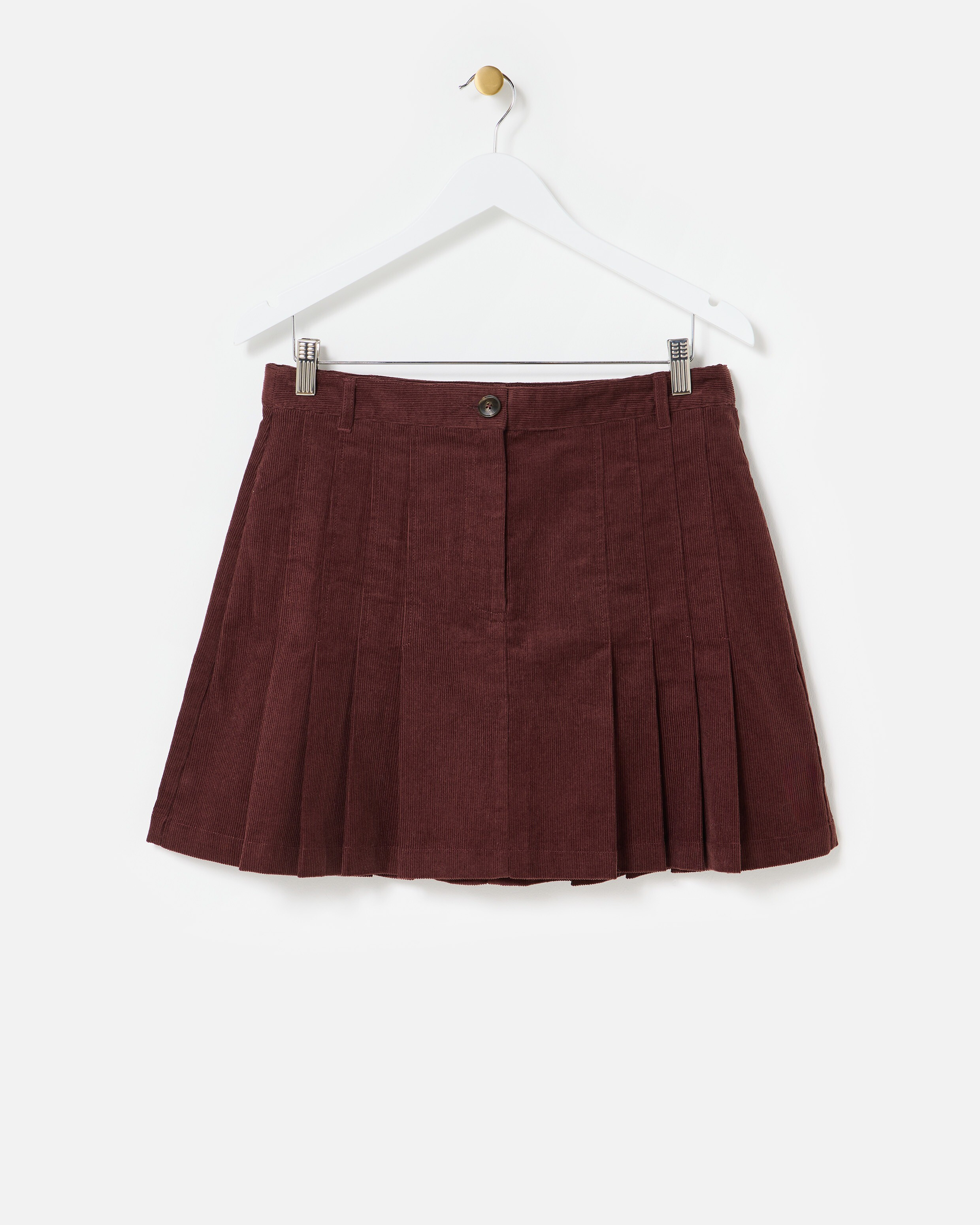Brown Corduroy Pleated Mini Skirt | Oliver Bonas | Oliver Bonas (Global)