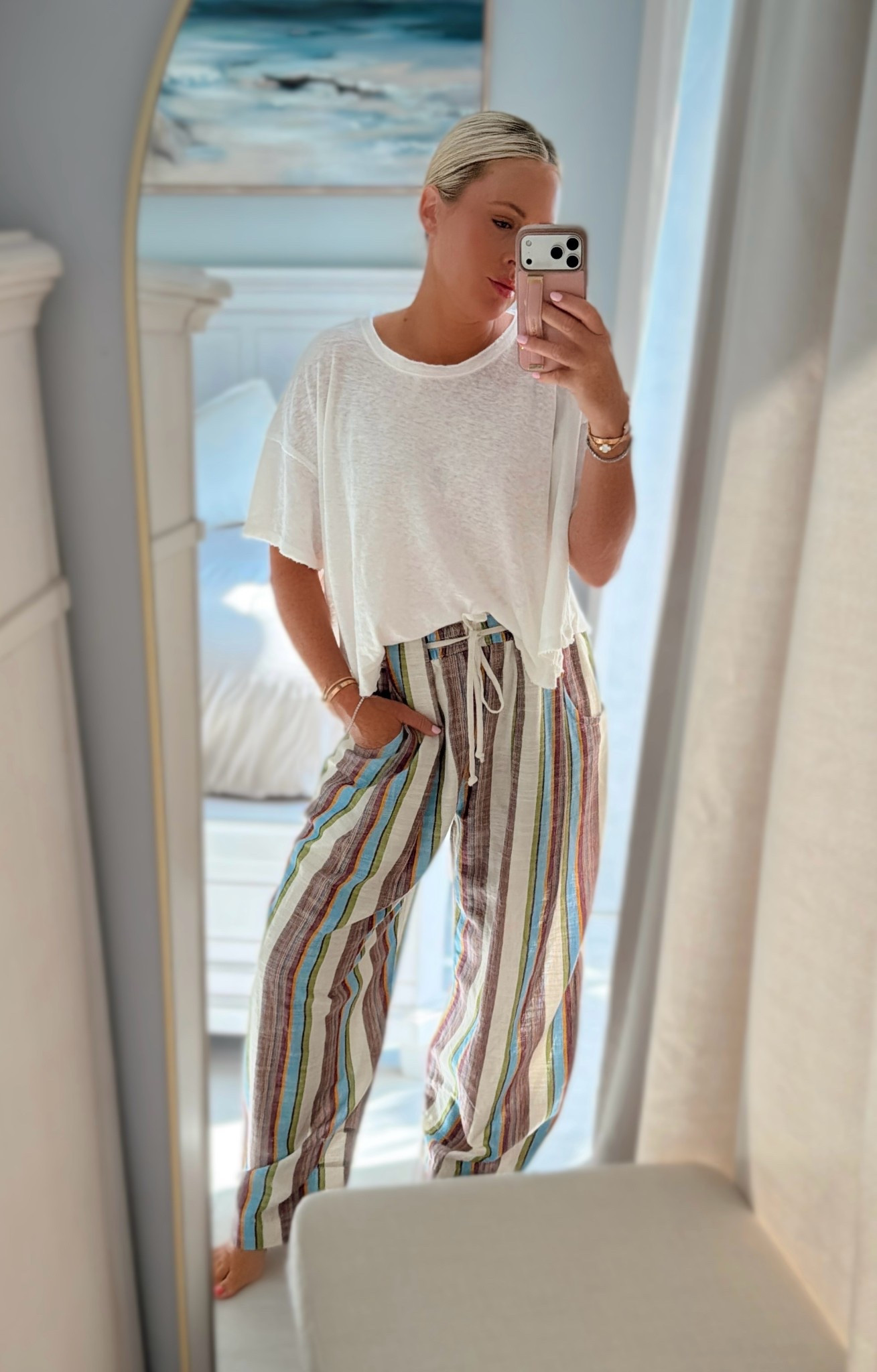 Wear now and later! In love with these pants I got two colors! So cute on and I did a casual front tuck with the tee! I did smalls. Adorable for spring, travel & will take you into summer! 🤍✨

Casual style. Spring outfits. Tee. Sandals.



#LTKSeasonal #LTKootd #LTKgrwm