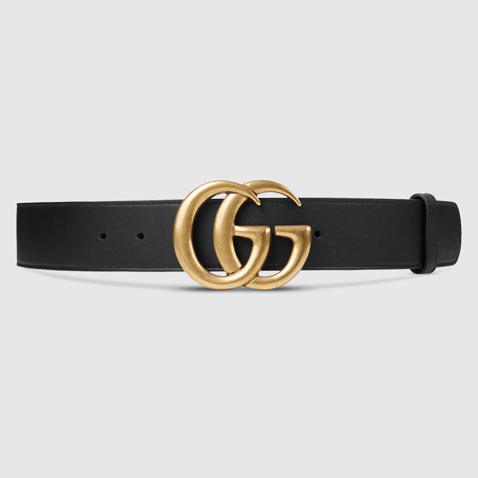 Leather belt with double G buckle | Gucci (US)