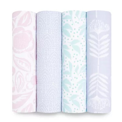 aden + anais™ essentials 4-Pack Damsel Swaddle Blankets in Pink | Bed Bath & Beyond