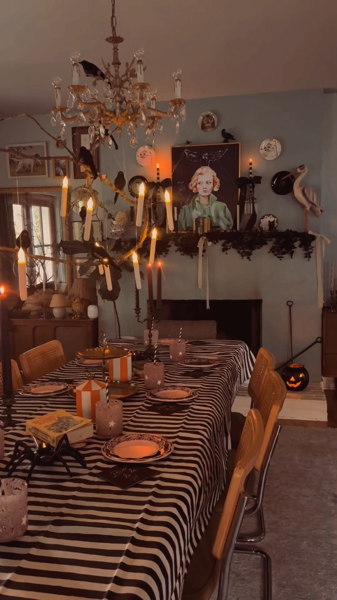 A fun and spooky table setting! I used fishing line to hang a large branch and candles from the chandelier and it makes the most fun atmosphere.💫✨

#LTKdayinmylife #LTKHome #LTKKids