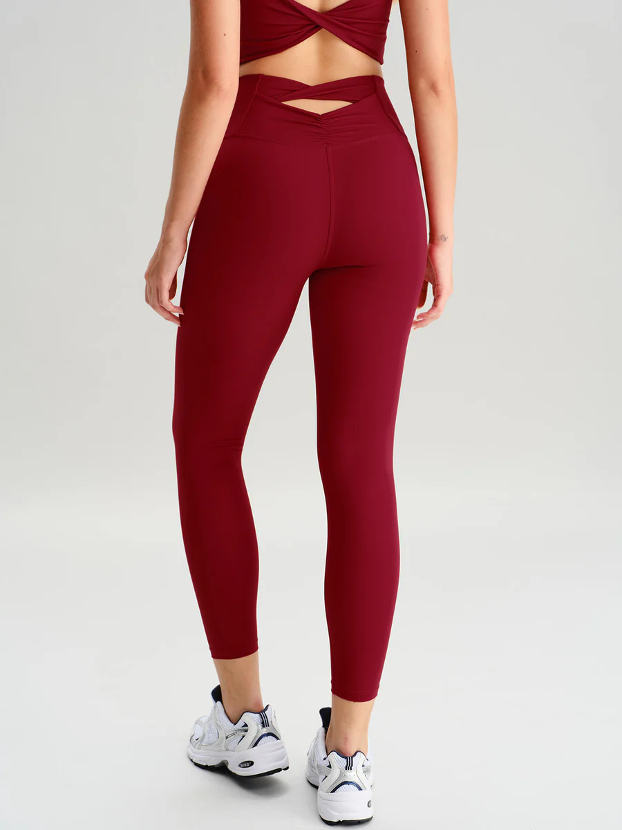 Wine Red Cut Out Leggings 24" & Reviews - Wine Red - Sustainable Yoga Bottoms | BERLOOK | BERLOOK