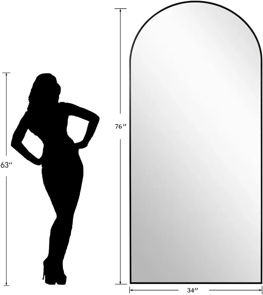 Dewfig Arched Full Length Mirror, 76"x34" Large Floor Mirror, Full Body Mirrors for Leaning or Ha... | Amazon (US)