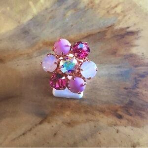 Pink Opal + Rose Crystal Flower Statement Ring | Poshmark