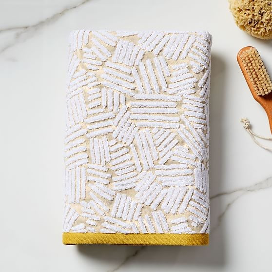 Organic Dashed Lines Sculpted Towel, Bath Towel, Dark Horseradish | West Elm (US)