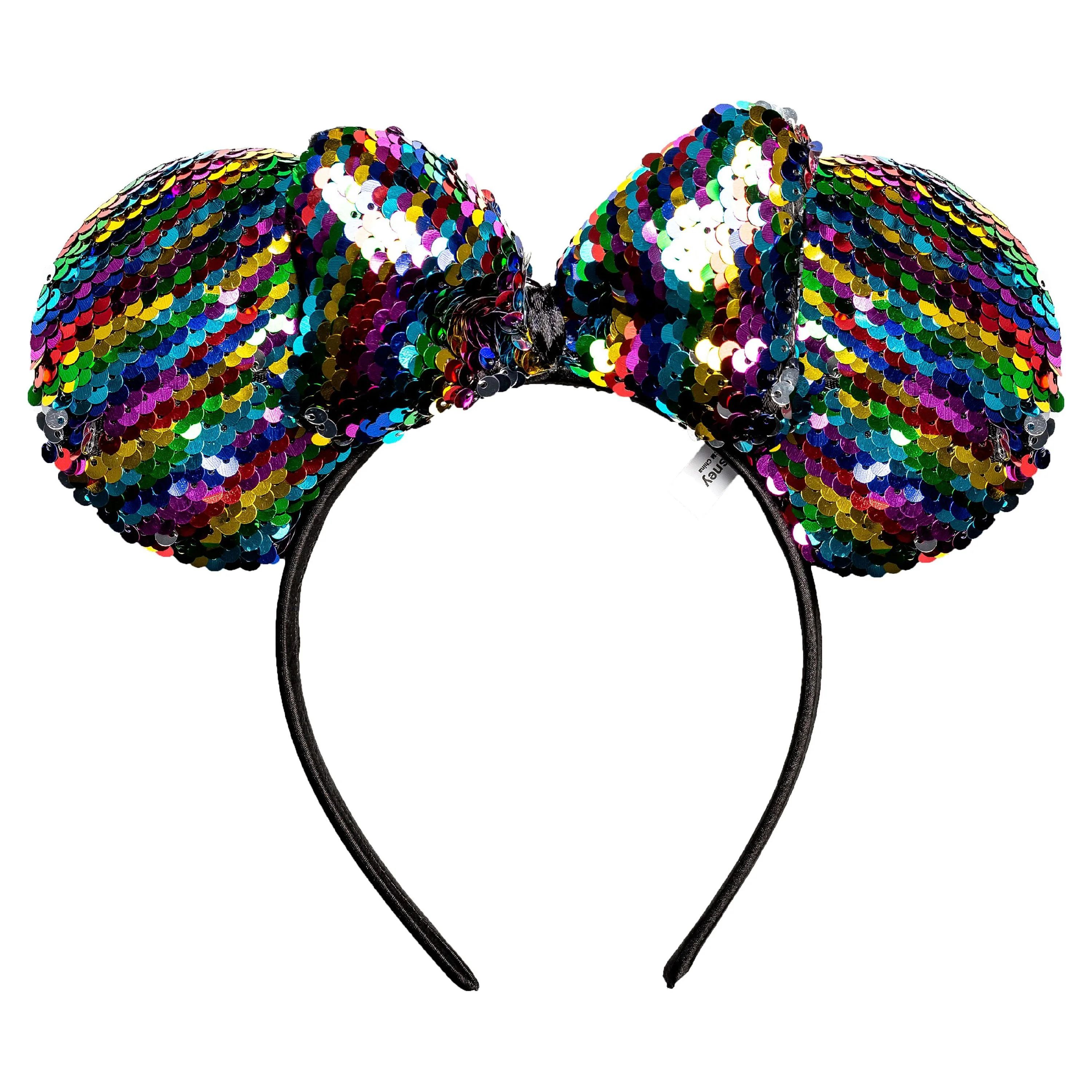 Disney,  Girl's Minnie Mouse, Rainbow Sequin Bow Ears Headband | Walmart (US)