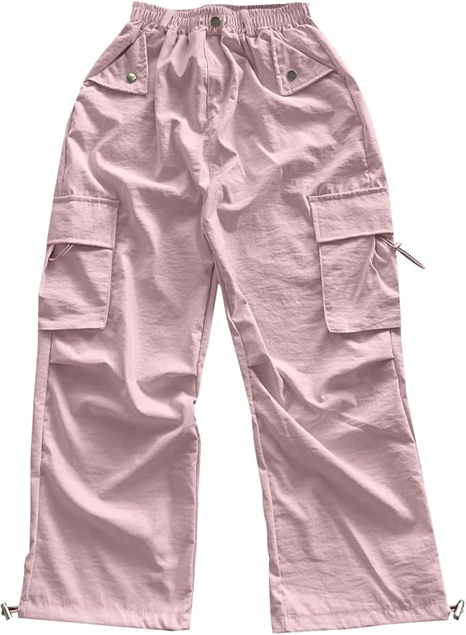 Girls Parachute Sweatpants Baggy Wide Leg Cargo Joggers Pants Teen Kids Straight Streetwear Trous... | Amazon (US)
