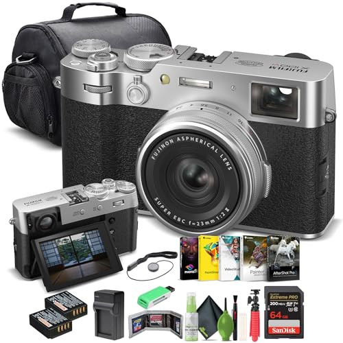 FUJIFILM X100VI Digital Camera (Silver) (16821822) + 64GB Card + Card Reader + NP-W126 Battery + Charger + Photo Software + Carry Case + Flex Tripod + Memory Card Wallet + Cleaning Kit + Cap Keeper | Amazon (US)