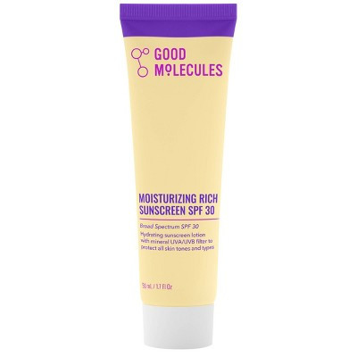 Good Molecules Moisturizing Rich Sunscreen Face Moisturizer - SPF 30 - 50ml | Target