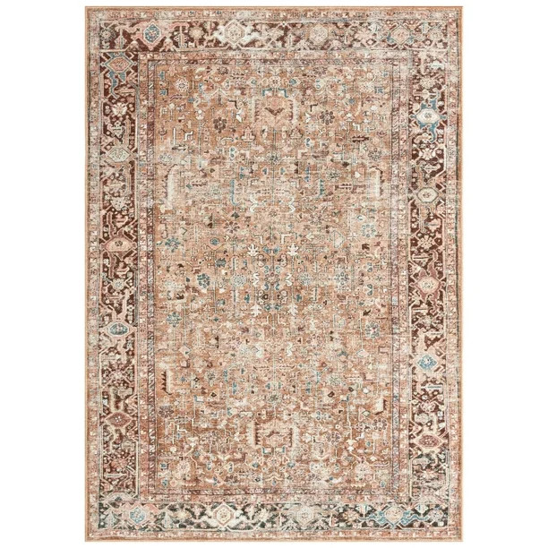Everwash Callaghan Edith Distressed Vintage Machine Washable Area Rug 3'11"x5'6", Rust | Walmart (US)