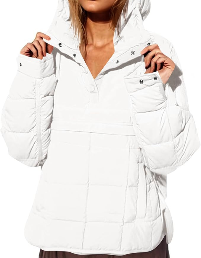 Fazortev Womens Oversized Puffer Jacket Quilted Dolman Hoodies Pullover Long Sleeve Lightweight W... | Amazon (US)