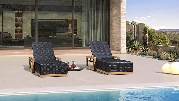 PURPLE LEAF Patio Chaise Lounge Chair, PU Leather Outdoor Chaise Lounge 1 Piece Aluminum Pool Lou... | Amazon (US)