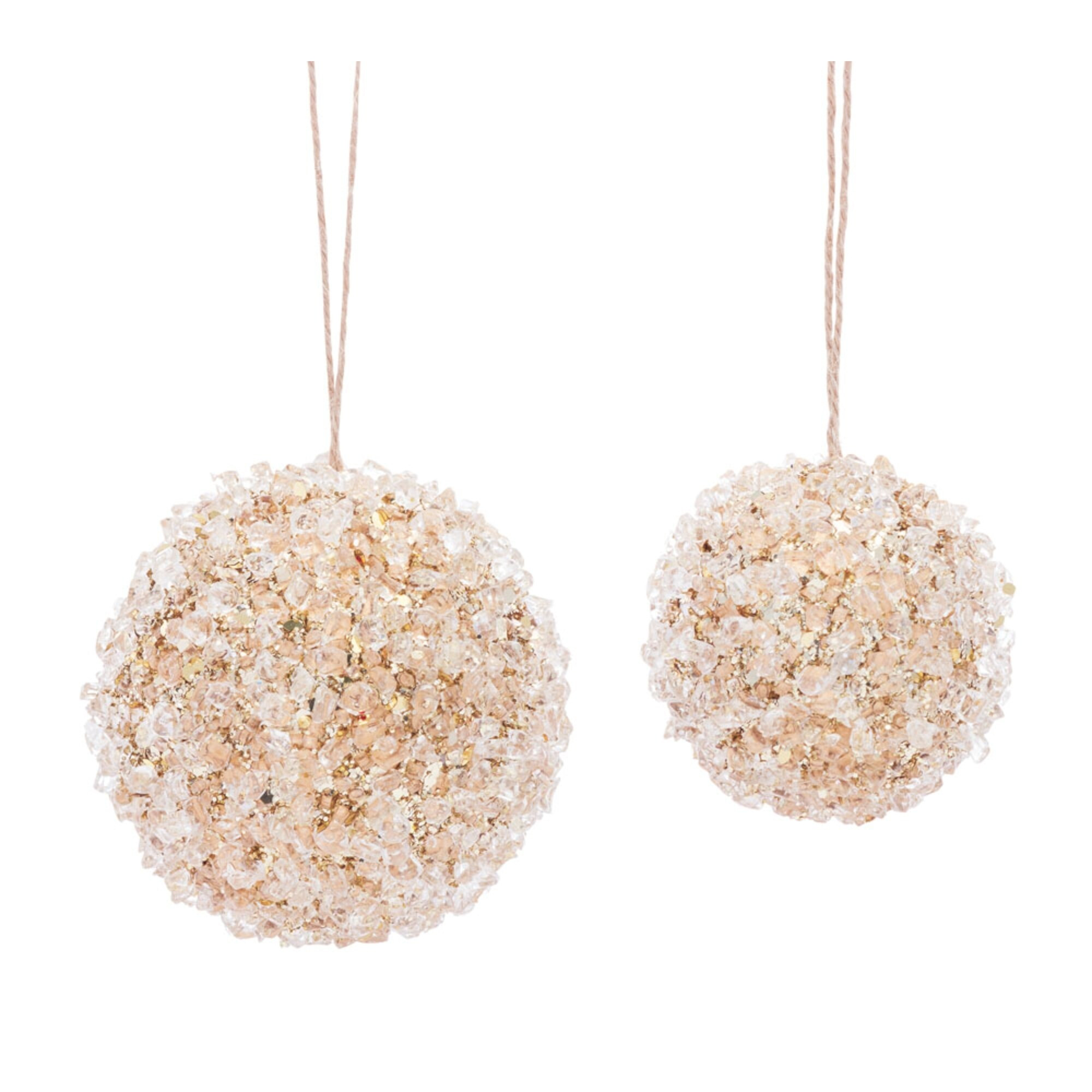 8 Beige Crystal Embellished Christmas Ball Ornaments, 4" (100mm) | Bed Bath & Beyond
