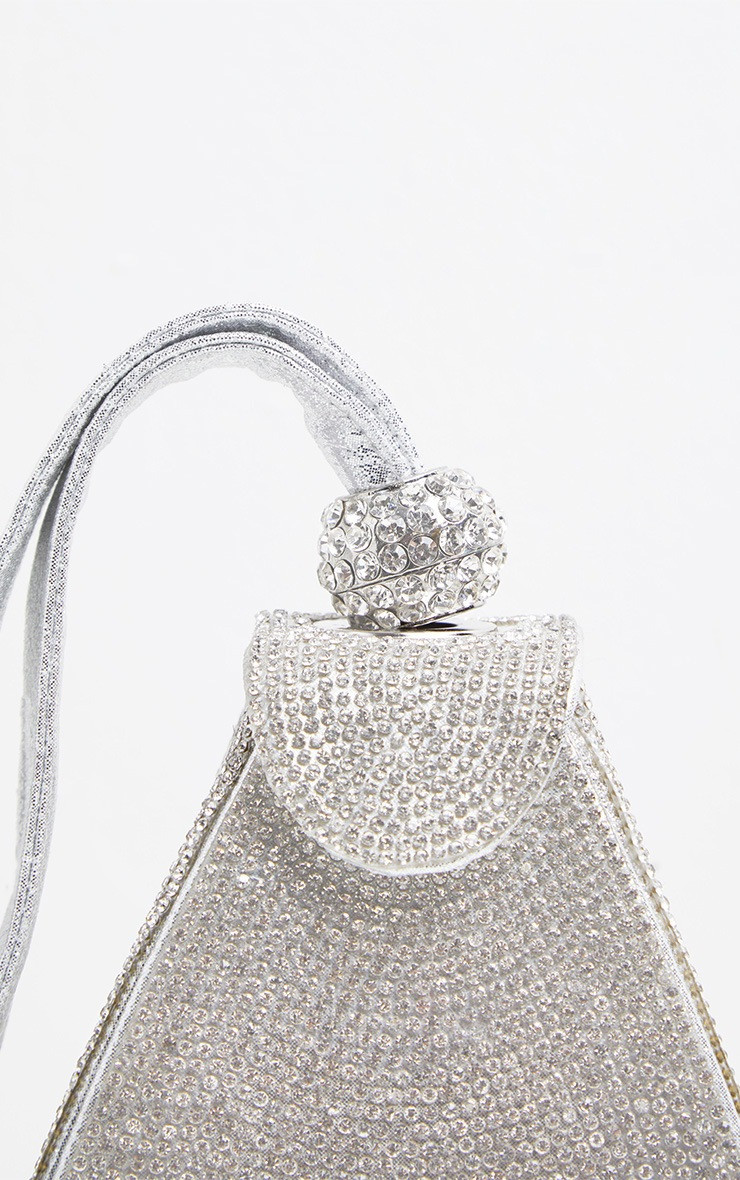 Silver Diamante Pyramid Mini Bag | PrettyLittleThing US
