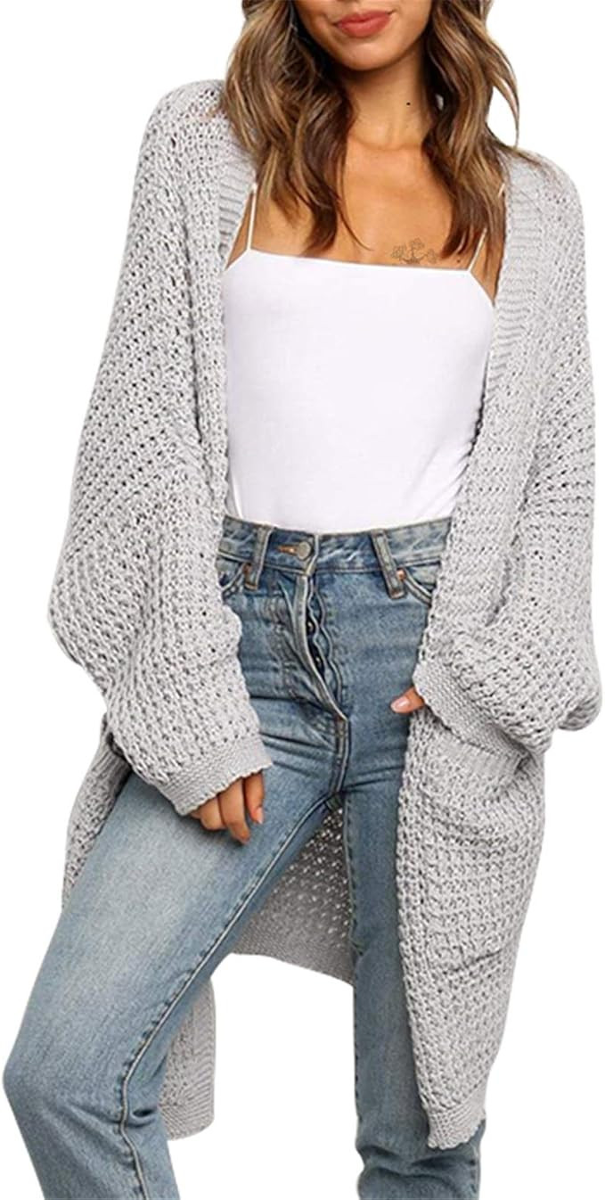 Byinns Women's Sweater Cardigans with Pockets Solid Color Casual Loose Open Front Knitwear Coat O... | Amazon (US)