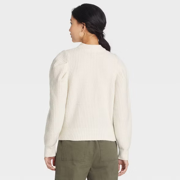 Women's Puff Sleeve Crewneck Pullover Sweater - A New Day™ | Target