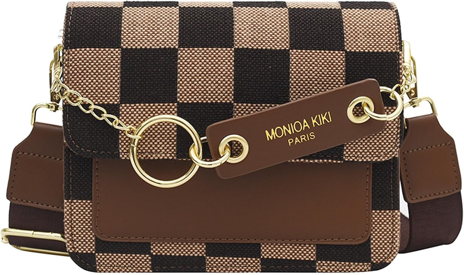 Small Crossbody Bag for Women, Checkerboard Shoulder Bag, Vintage Chain Satchel, Retro Hobo Purse | Amazon (US)