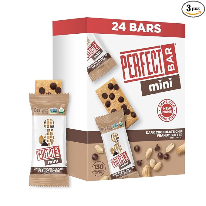 Perfect Bar Mini, Dark Chocolate Chip Peanut Butter Protein Bar, Protein Snack, Snack Bar, Organi... | Amazon (US)